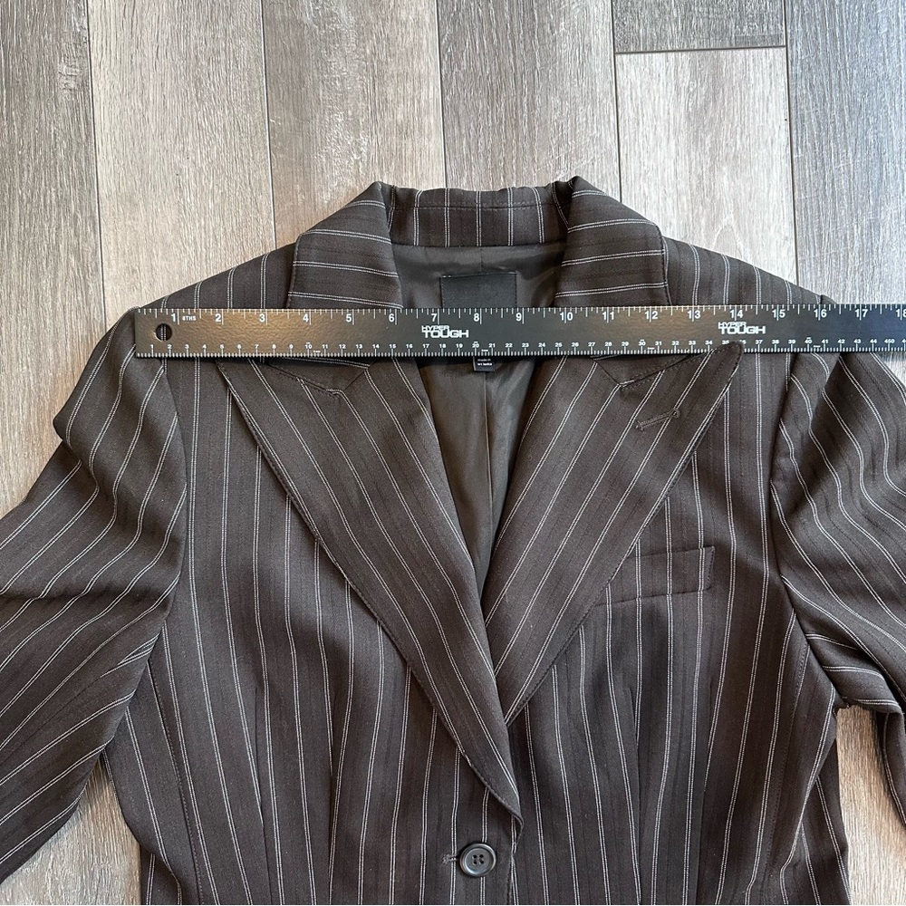 The Limited Pinstripe Brown/Cream Blazer Two Button Suit Jacket Office Business - Picture 12 of 14